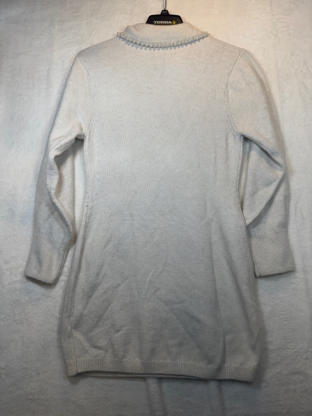 H&M Sweater Dress Womens Size Medium White Mini Pearl Accent Classic - Picture 9 of 9